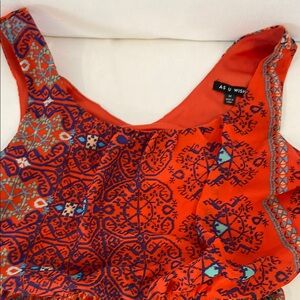 As U Wish Orange patterned dress with Intricate Design